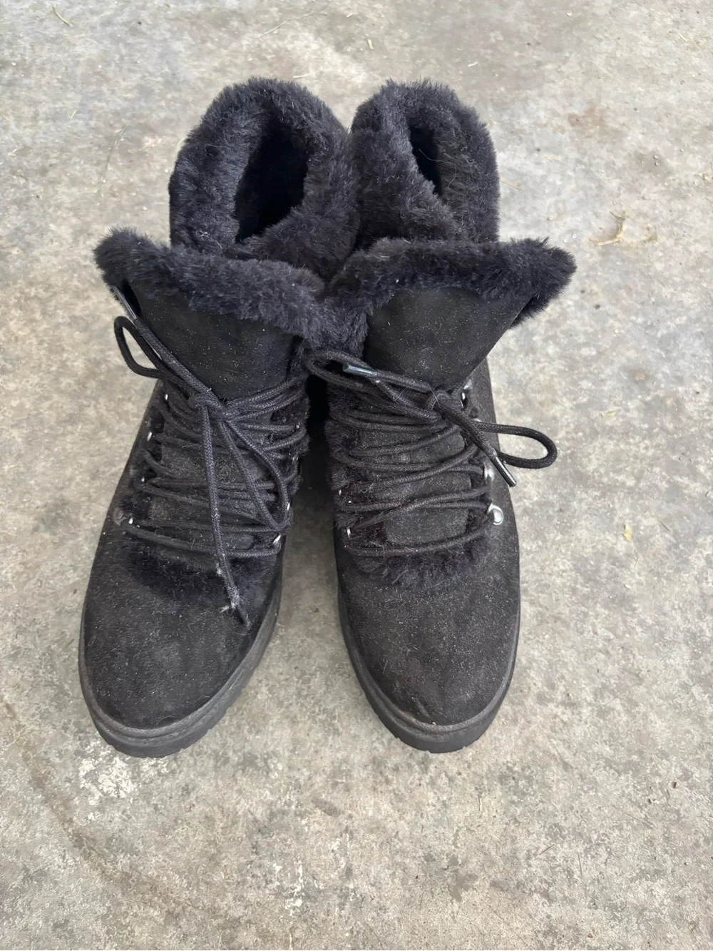 Target Black Faux-Fur Lace-Up Winter Boots